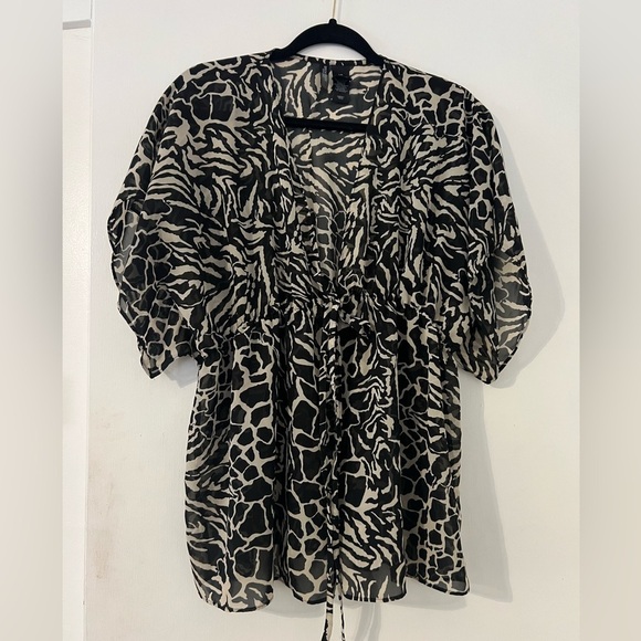 Bisou Bisou top size L Elastic waist with a tie (J129) - Picture 1 of 7